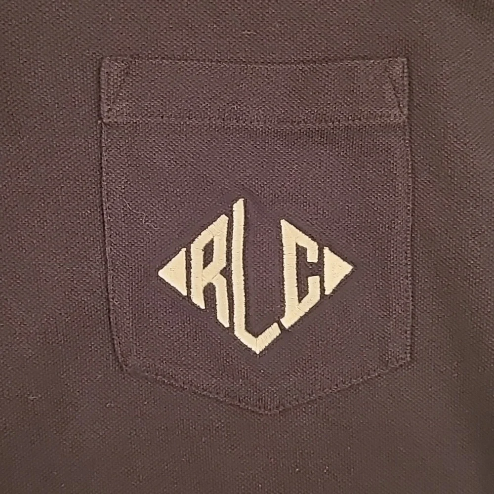 POLO RALPH‎ LAUREN RLC Embroidered Black Cotton Sz M Short Sleeve Polo Shirt NEW